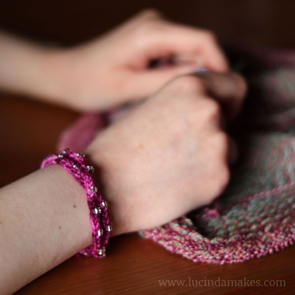 Knitter's Wrap Bracelet with Beads